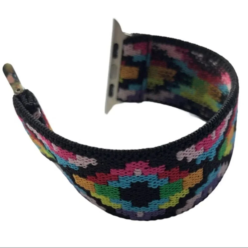 Multi-Color Aztec Fabric Elastic Apple Watch Band 38mm Solo Loop
